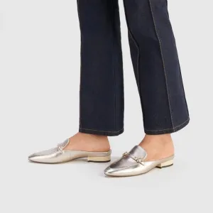 Coach Irene mule platinum champagne loafer slip on leather shoes sz 7.5