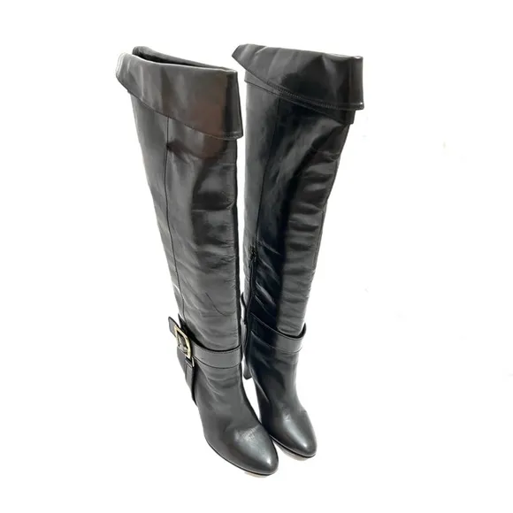 COACH | Vintage 1990s black leather over the knee heeled fashion boots