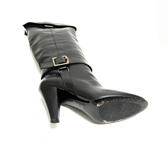 COACH | Vintage 1990s black leather over the knee heeled fashion boots