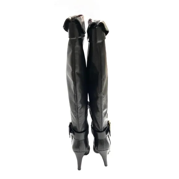 COACH | Vintage 1990s black leather over the knee heeled fashion boots