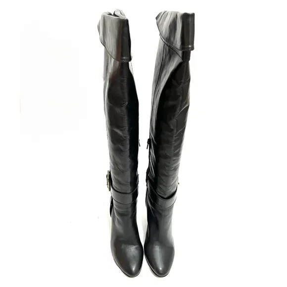 COACH | Vintage 1990s black leather over the knee heeled fashion boots