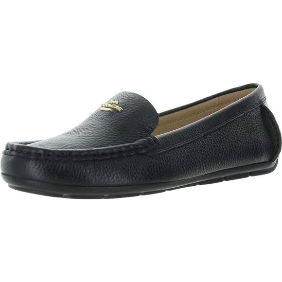 Coach Womens Marley Leather Black Faux Leather Slip On Loafers Shoes New
