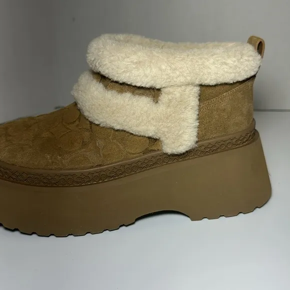 Coach Women's Tan Platform Ankle Boots