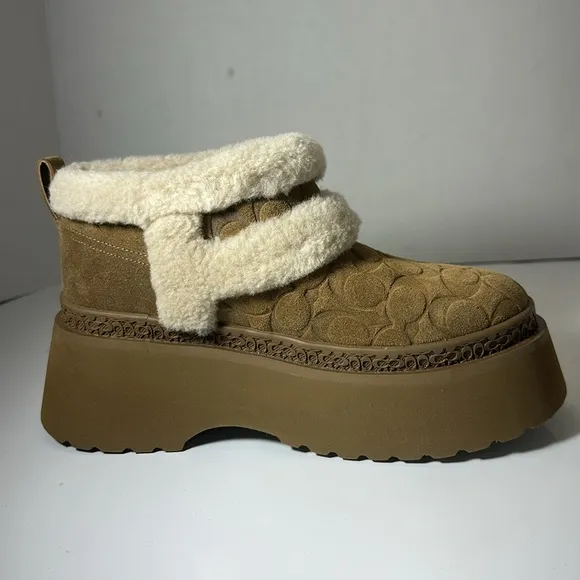 Coach Women's Tan Platform Ankle Boots