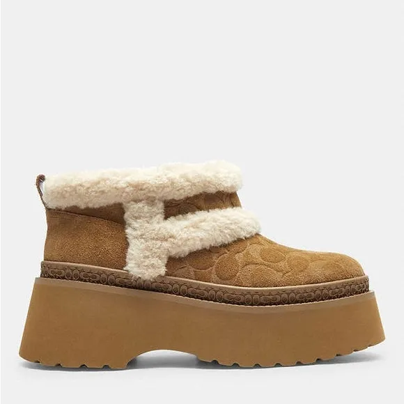 Coach Women's Tan Platform Ankle Boots