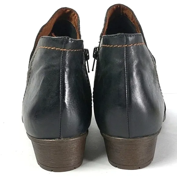 Cobb Hill Rockport Gratasha Black Perforated Leather Side Zip V Cut Ankl…
