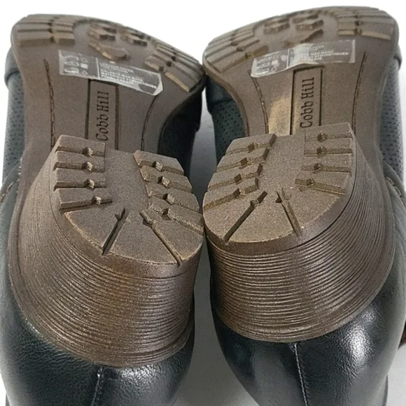 Cobb Hill Rockport Gratasha Black Perforated Leather Side Zip V Cut Ankl…