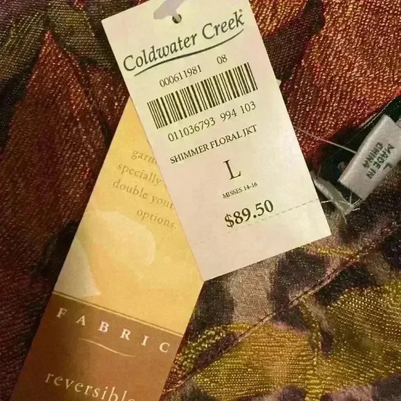 Coldwater Creek Animal Rose Shimmer Floral Print Reversible Jacket Size L Boho