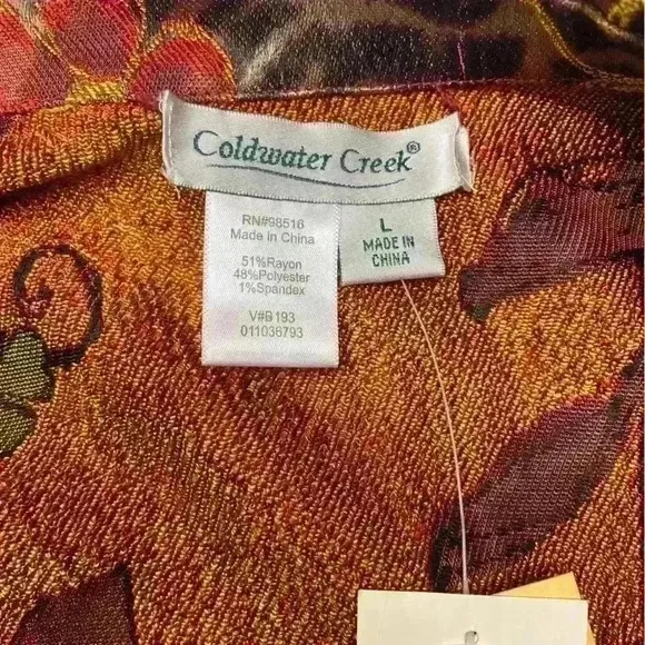 Coldwater Creek Animal Rose Shimmer Floral Print Reversible Jacket Size L Boho