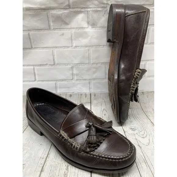 Cole Haan Brown Leather Kilt Tassel Slip On Loafers Shoes 126G5 Men's 10.5M