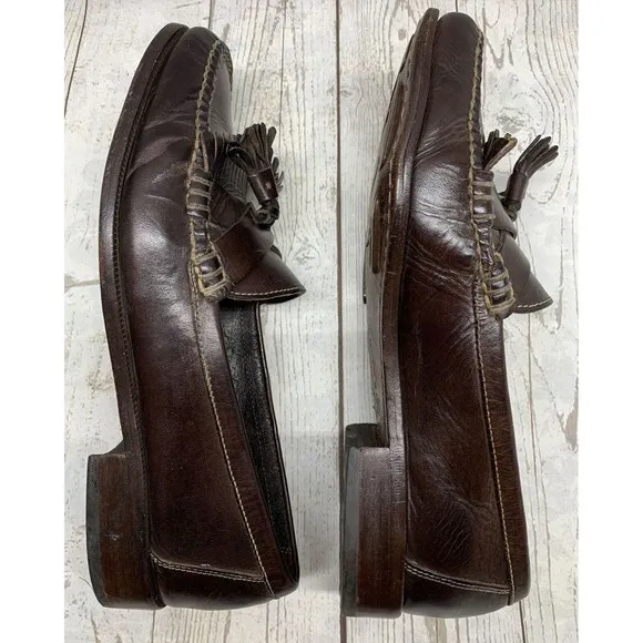 Cole Haan Brown Leather Kilt Tassel Slip On Loafers Shoes 126G5 Men's 10.5M