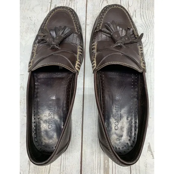 Cole Haan Brown Leather Kilt Tassel Slip On Loafers Shoes 126G5 Men's 10.5M