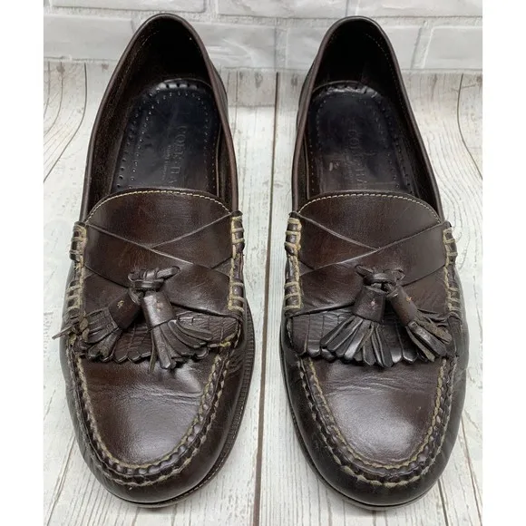 Cole Haan Brown Leather Kilt Tassel Slip On Loafers Shoes 126G5 Men's 10.5M