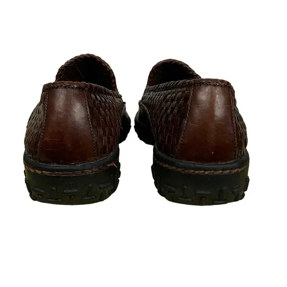 Cole Haan Brown Woven Leather Slip On Driving Loafers Size 7.5