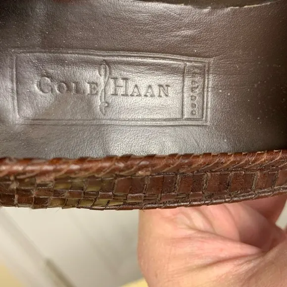 Cole Haan Brown Woven Leather Slip On Driving Loafers Size 7.5