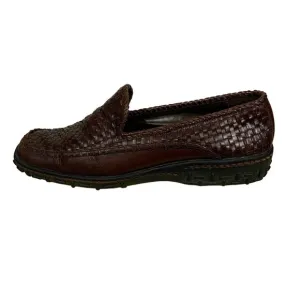 Cole Haan Brown Woven Leather Slip On Driving Loafers Size 7.5