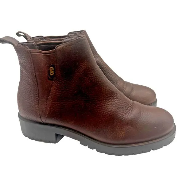 COLE HAAN CALANDRA JAVA BROWN LEATHER WATERPROOF ANKLE BOOTS SIZE 7