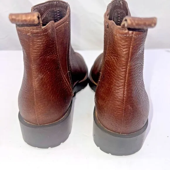 COLE HAAN CALANDRA JAVA BROWN LEATHER WATERPROOF ANKLE BOOTS SIZE 7