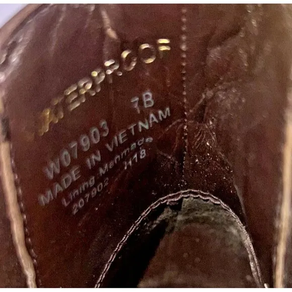 COLE HAAN CALANDRA JAVA BROWN LEATHER WATERPROOF ANKLE BOOTS SIZE 7