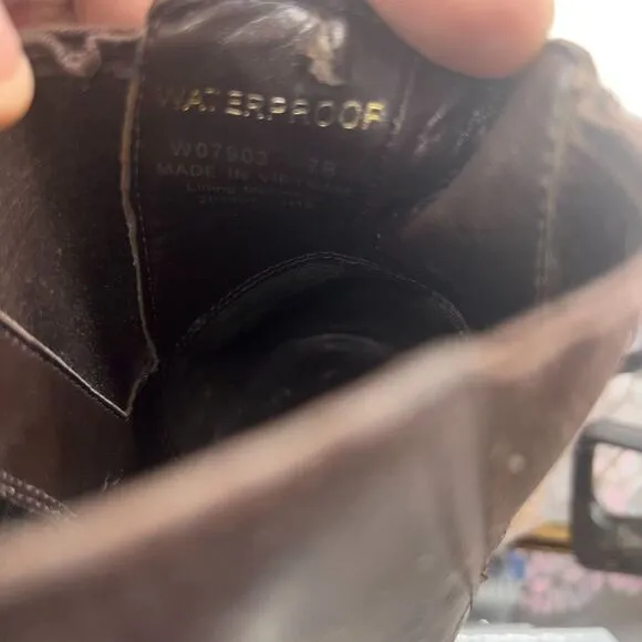 COLE HAAN CALANDRA JAVA BROWN LEATHER WATERPROOF ANKLE BOOTS SIZE 7