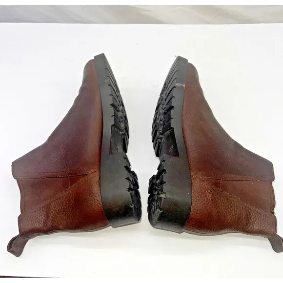 COLE HAAN CALANDRA JAVA BROWN LEATHER WATERPROOF ANKLE BOOTS SIZE 7