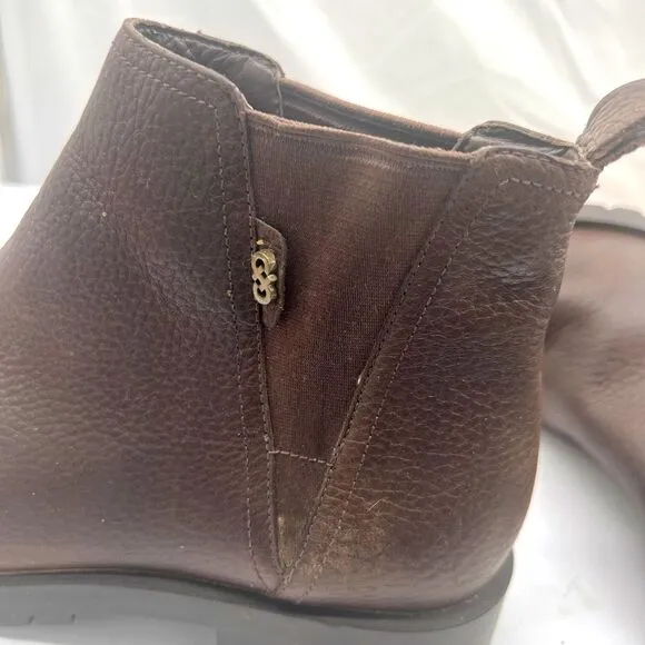 COLE HAAN CALANDRA JAVA BROWN LEATHER WATERPROOF ANKLE BOOTS SIZE 7