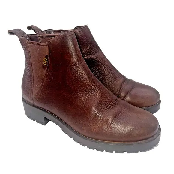 COLE HAAN CALANDRA JAVA BROWN LEATHER WATERPROOF ANKLE BOOTS SIZE 7