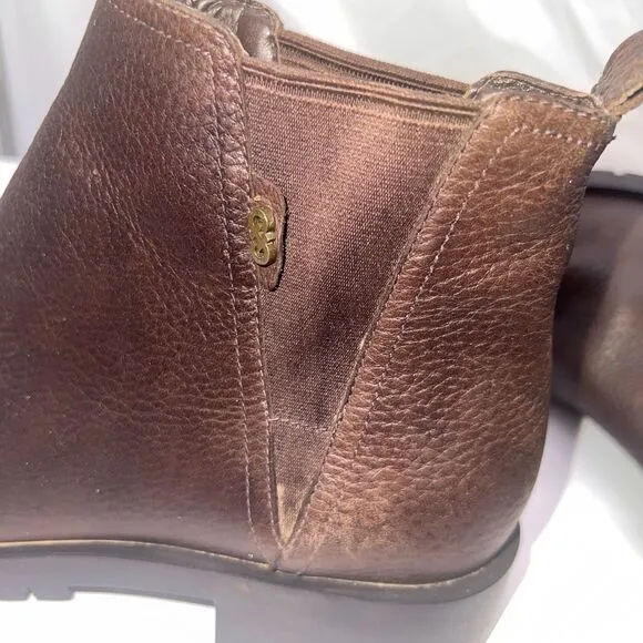 COLE HAAN CALANDRA JAVA BROWN LEATHER WATERPROOF ANKLE BOOTS SIZE 7
