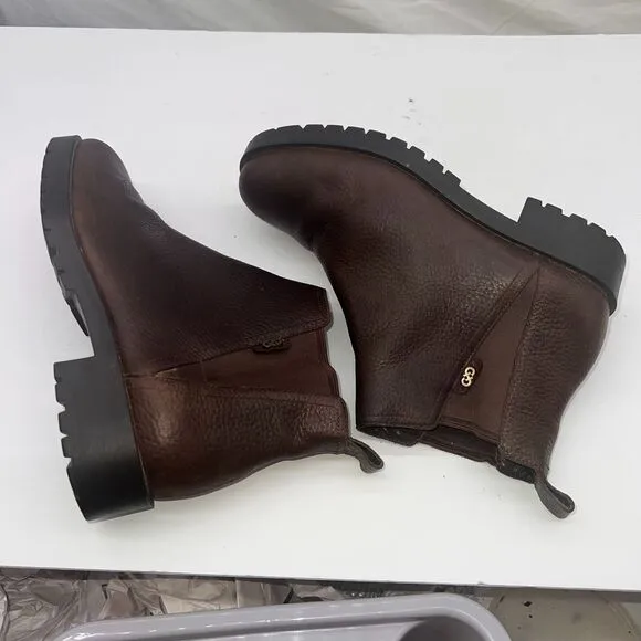 COLE HAAN CALANDRA JAVA BROWN LEATHER WATERPROOF ANKLE BOOTS SIZE 7