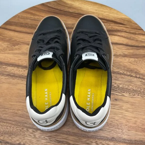 Cole Haan GrandPro Topspin Womens Size 7 B Black Leather Comfort Sneakers Light