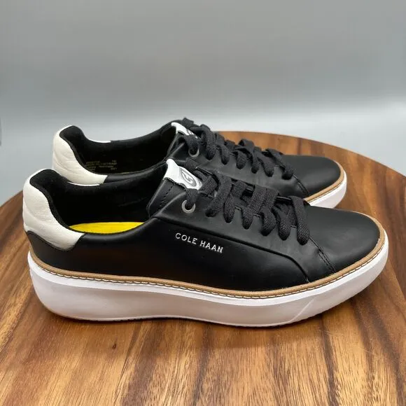 Cole Haan GrandPro Topspin Womens Size 7 B Black Leather Comfort Sneakers Light