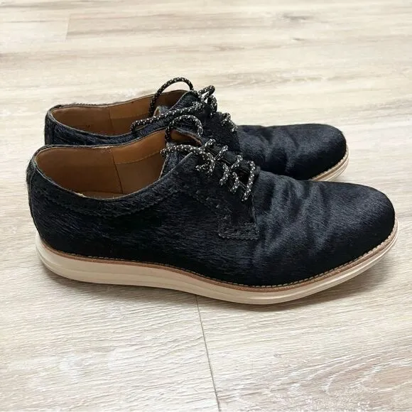 Cole Haan Lunargrand Men's Size 9.5 M Black Hair Fur Oxford Shoes