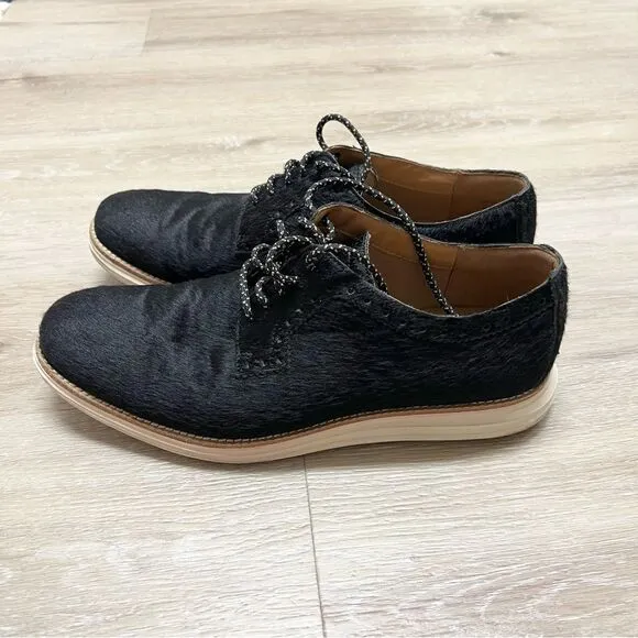 Cole Haan Lunargrand Men's Size 9.5 M Black Hair Fur Oxford Shoes