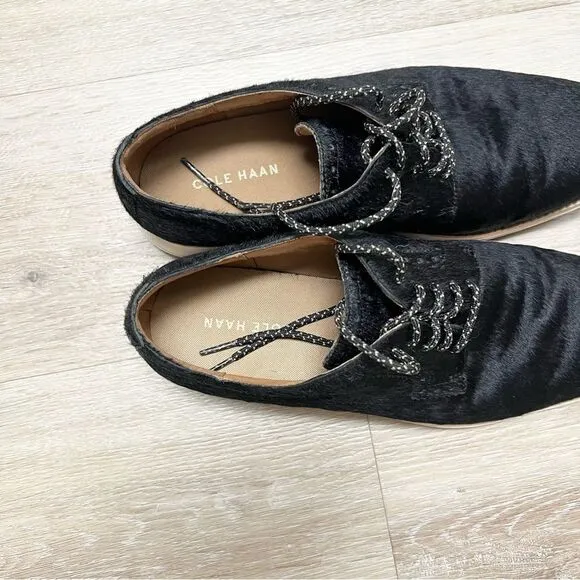 Cole Haan Lunargrand Men's Size 9.5 M Black Hair Fur Oxford Shoes