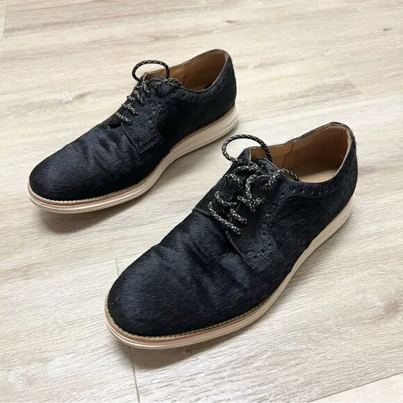 Cole Haan Lunargrand Men's Size 9.5 M Black Hair Fur Oxford Shoes