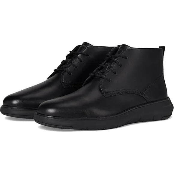 Cole Haan Mens 10.5M Black Leather Grand Remix Ankle Chukka Boots Lace Up P38-8