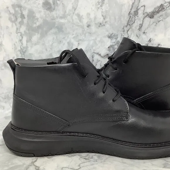 Cole Haan Mens 10.5M Black Leather Grand Remix Ankle Chukka Boots Lace Up P38-8
