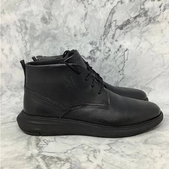 Cole Haan Mens 10.5M Black Leather Grand Remix Ankle Chukka Boots Lace Up P38-8
