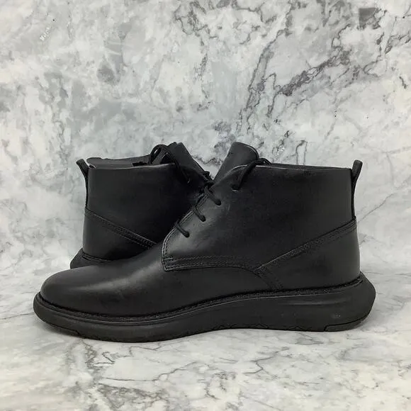 Cole Haan Mens 10.5M Black Leather Grand Remix Ankle Chukka Boots Lace Up P38-8