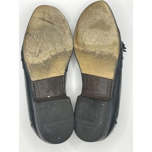 Cole Haan Men's Bragano Shoes 10.5 M Black Loafer Leather Tassel‎ Slip On