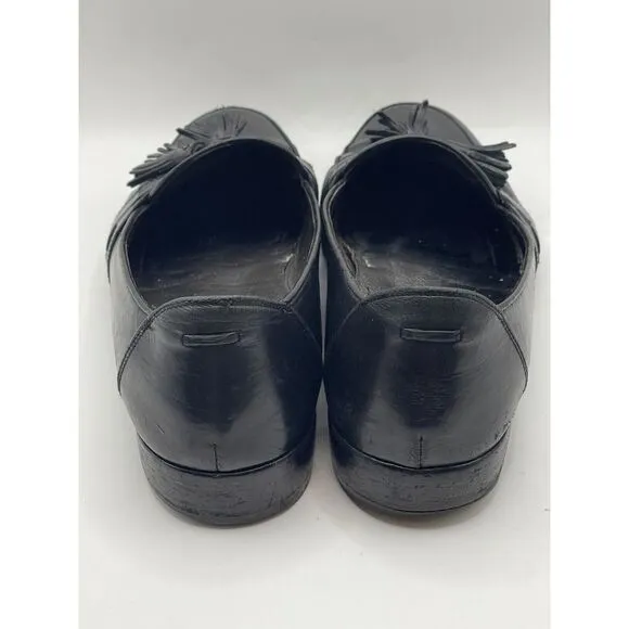 Cole Haan Men's Bragano Shoes 10.5 M Black Loafer Leather Tassel‎ Slip On