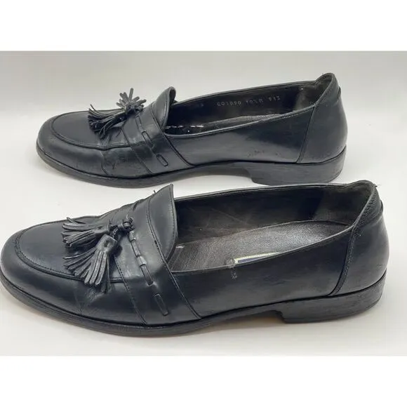 Cole Haan Men's Bragano Shoes 10.5 M Black Loafer Leather Tassel‎ Slip On