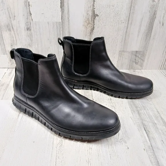 Cole Haan ØriginalGrand Black Leather Slip-On Chelsea Boots #1192