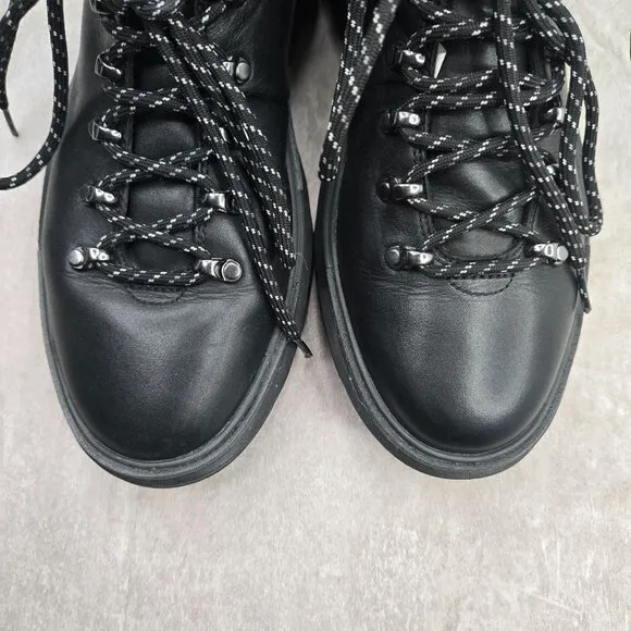 Cole Haan Waterproof Hiking Combat Boot Sz 9 Black Fur Lined Outdoor Hiker Shoes