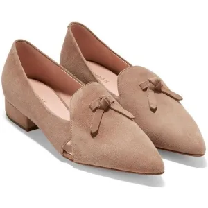 Cole Haan Womens Viola Skimmer Taupe Faux Suede Pointed Toe Loafers Shoes NWOB