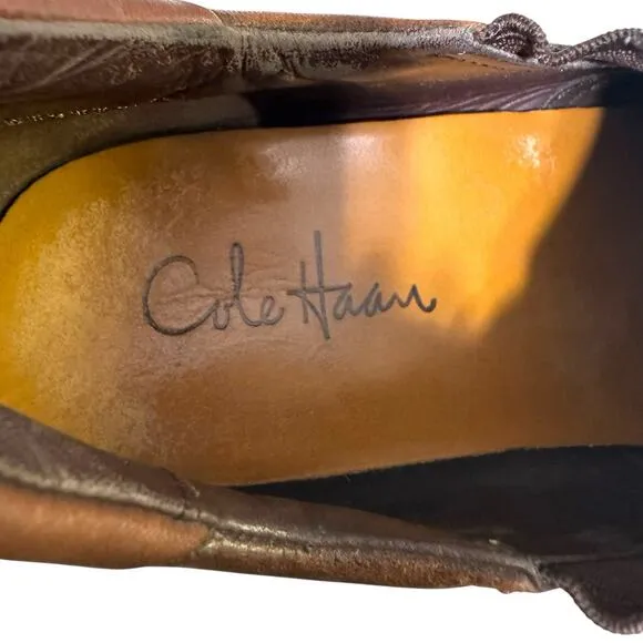 Cole Haan Zeno Leather Split Toe Slip On Shoes Brown Men’s Size 11M