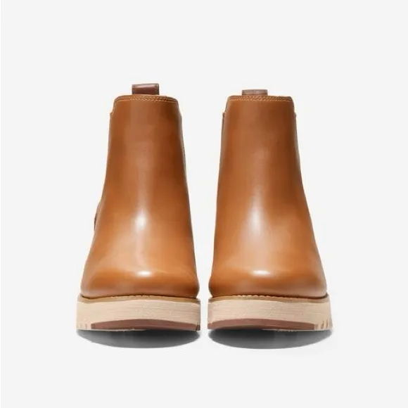 Cole Haan ZEROGRAND City Wedge Waterproof Chelsea British Tan Boots Size 7