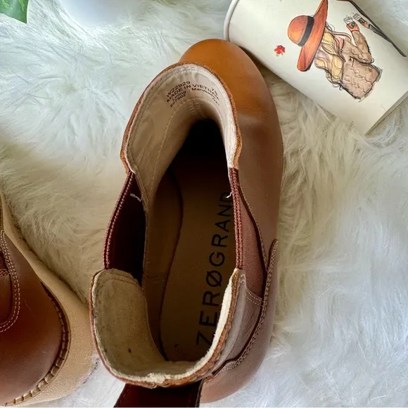 Cole Haan ZEROGRAND City Wedge Waterproof Chelsea British Tan Boots Size 7