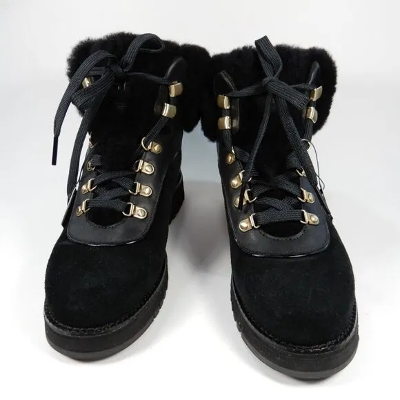 Cole Haan ZEROGRAND Explore Upstate Shearling Hiking Boot 6 Black Waterproof NEW