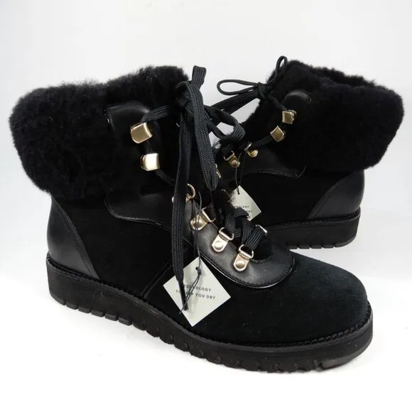 Cole Haan ZEROGRAND Explore Upstate Shearling Hiking Boot 6 Black Waterproof NEW